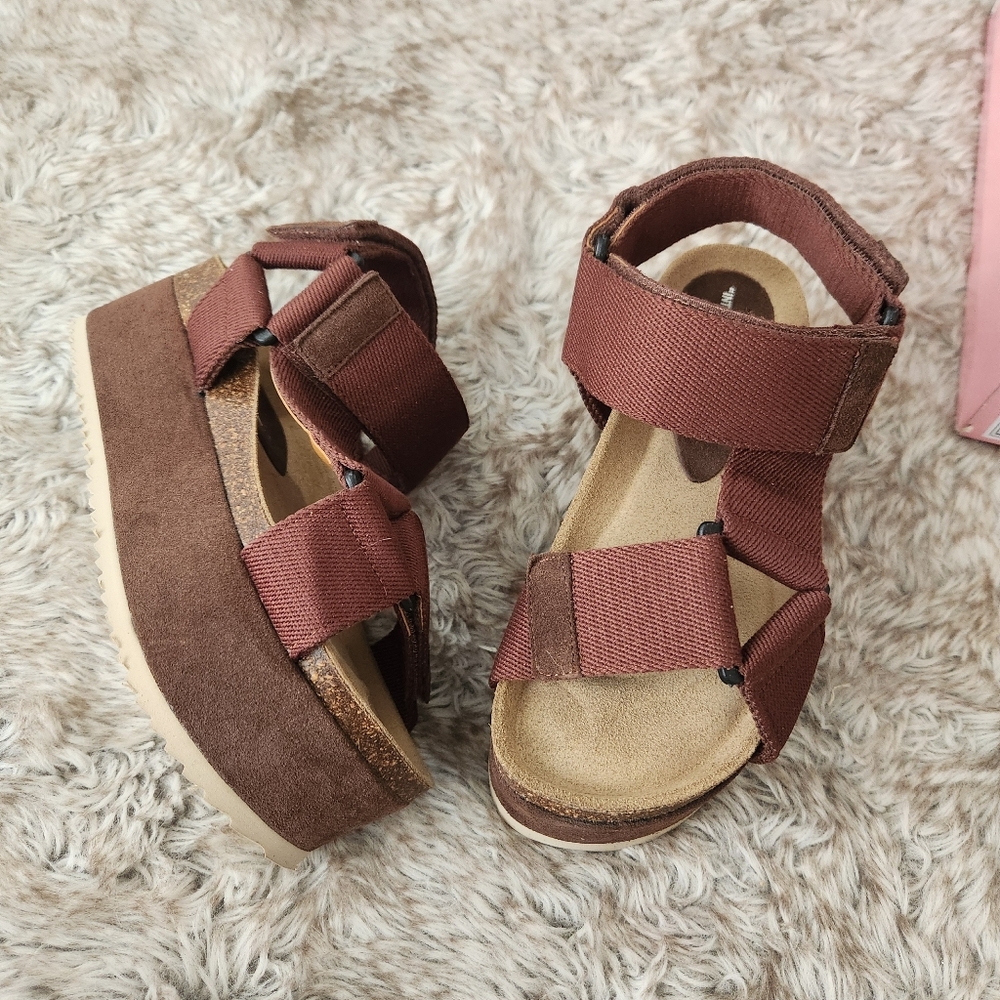 Free People Intentionally Blank Zona Platform Sandals Tobacco Brown Size EU 38 - Picture 2 of 13